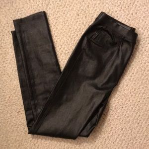 Black faux leather leggings